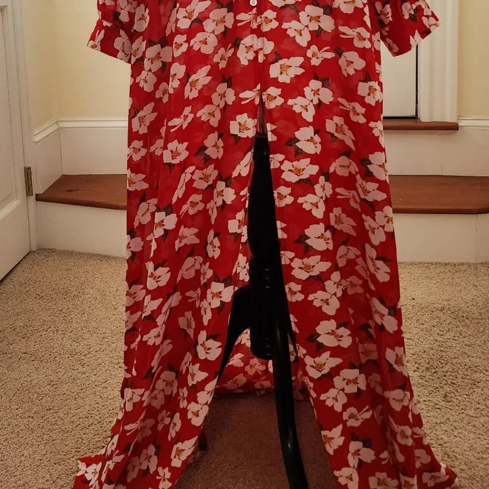 Rosegal Floral print button up chiffon maxi dress with split NWOT - Picture 3 of 3